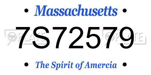 7S72579 Massachusetts License Plate