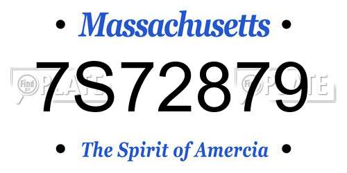 7S72879 Massachusetts License Plate