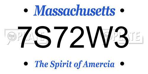 7S72W3 Massachusetts License Plate