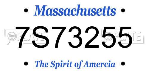 7S73255 Massachusetts License Plate