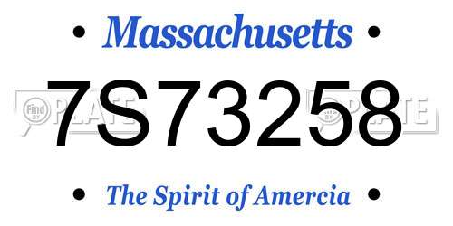 7S73258 Massachusetts License Plate