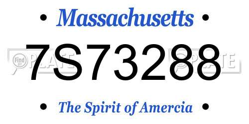 7S73288 Massachusetts License Plate