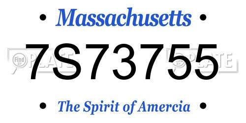 7S73755 Massachusetts License Plate