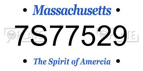 7S77529 Massachusetts License Plate