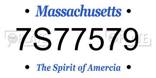 7S77579 Massachusetts License Plate