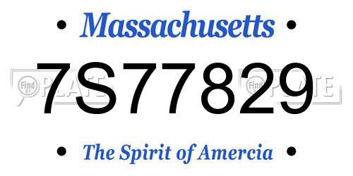 7S77829 Massachusetts License Plate