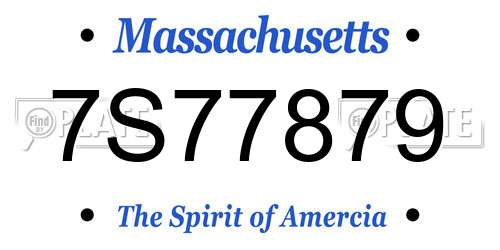 7S77879 Massachusetts License Plate