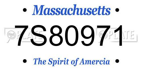 7S80971 Massachusetts License Plate