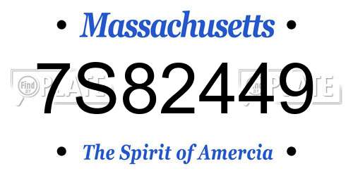 7S82449 Massachusetts License Plate