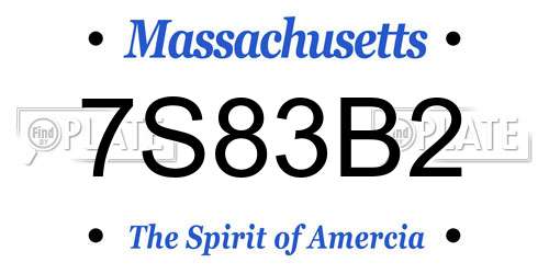 7S83B2 Massachusetts License Plate