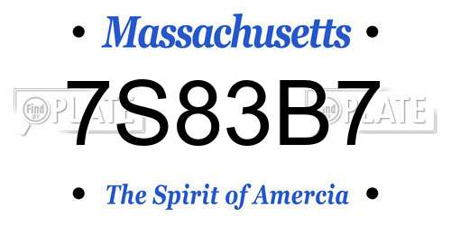 7S83B7 Massachusetts License Plate