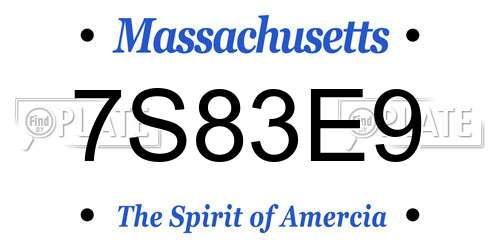 7S83E9 Massachusetts License Plate