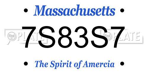 7S83S7 Massachusetts License Plate