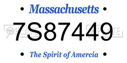 7S87449 Massachusetts License Plate