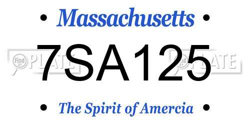 7SA125 Massachusetts License Plate