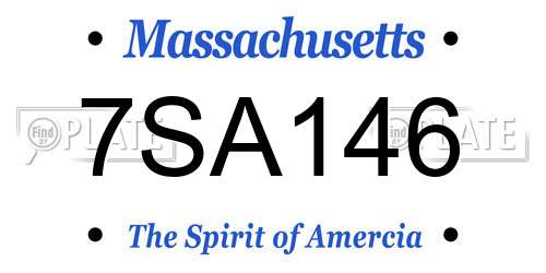 7SA146 Massachusetts License Plate