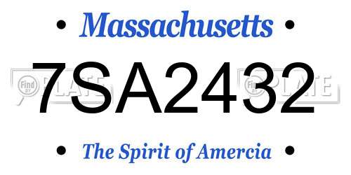 7SA2432 Massachusetts License Plate
