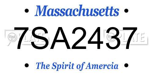 7SA2437 Massachusetts License Plate