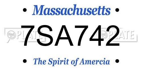 7SA742 Massachusetts License Plate