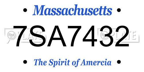 7SA7432 Massachusetts License Plate