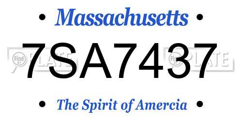 7SA7437 Massachusetts License Plate