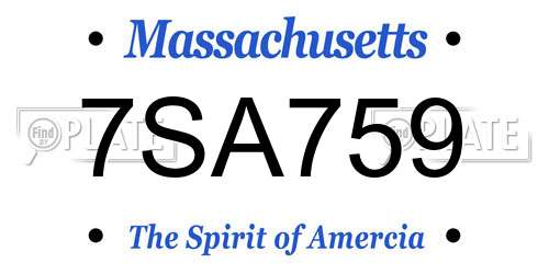7SA759 Massachusetts License Plate