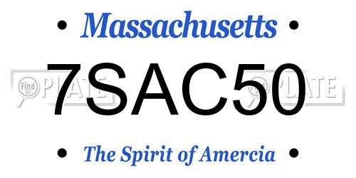 7SAC50 Massachusetts License Plate