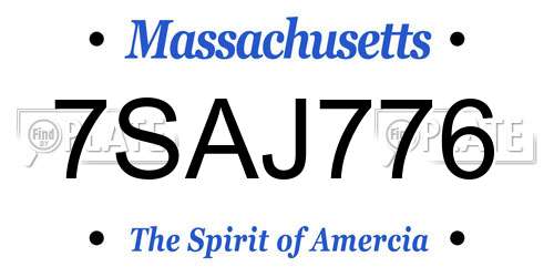 7SAJ776 Massachusetts License Plate