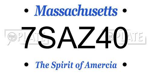 7SAZ40 Massachusetts License Plate