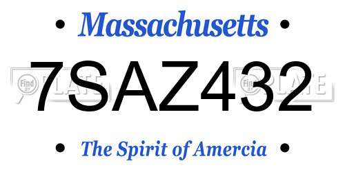 7SAZ432 Massachusetts License Plate