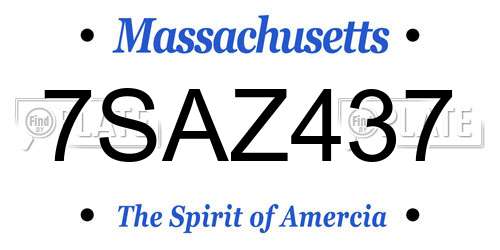 7SAZ437 Massachusetts License Plate
