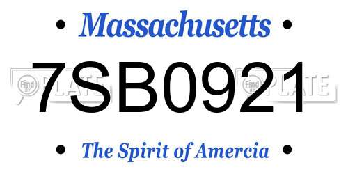7SB0921 Massachusetts License Plate