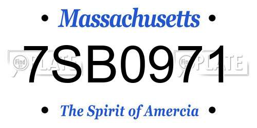 7SB0971 Massachusetts License Plate