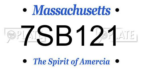 7SB121 Massachusetts License Plate