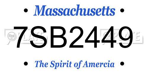 7SB2449 Massachusetts License Plate