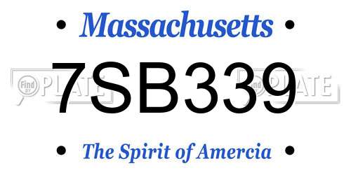 7SB339 Massachusetts License Plate