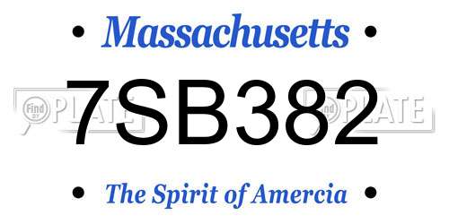 7SB382 Massachusetts License Plate
