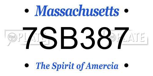 7SB387 Massachusetts License Plate
