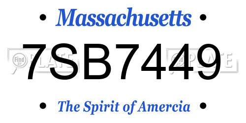 7SB7449 Massachusetts License Plate