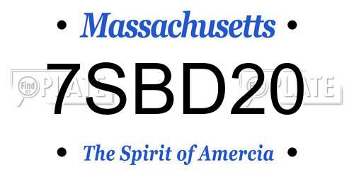 7SBD20 Massachusetts License Plate