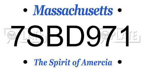 7SBD971 Massachusetts License Plate