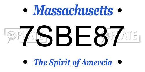 7SBE87 Massachusetts License Plate