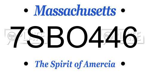 7SBO446 Massachusetts License Plate