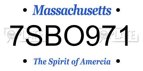 7SBO971 Massachusetts License Plate