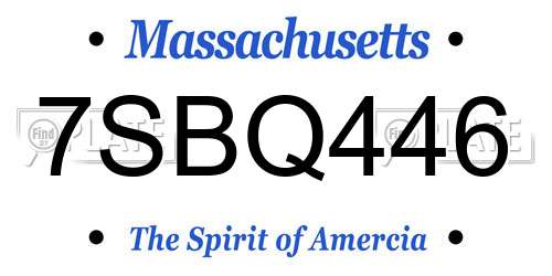 7SBQ446 Massachusetts License Plate
