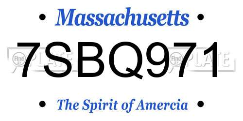 7SBQ971 Massachusetts License Plate