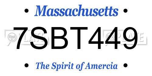 7SBT449 Massachusetts License Plate