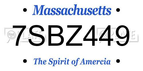 7SBZ449 Massachusetts License Plate