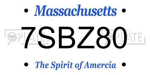 7SBZ80 Massachusetts License Plate