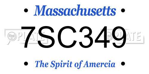 7SC349 Massachusetts License Plate